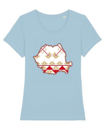 Romania Tricolor Motive Nationale Traditionale Sky Blue