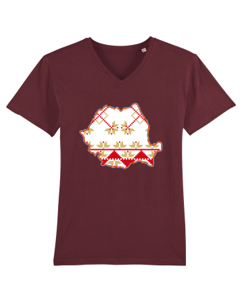 Romania Tricolor Motive Nationale Traditionale Burgundy