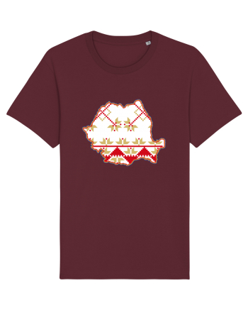 Romania Tricolor Motive Nationale Traditionale Burgundy