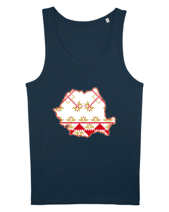 Romania Tricolor Motive Nationale Traditionale Navy