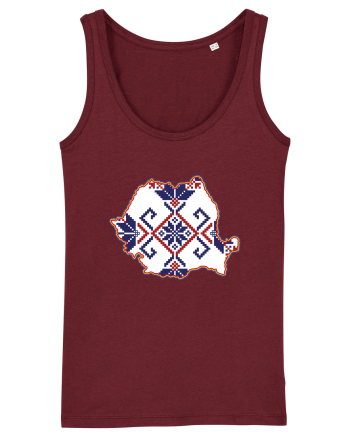 Romania Tricolor Motive Nationale Traditionale Burgundy