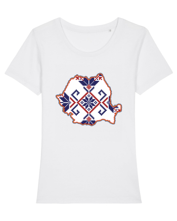 Romania Tricolor Motive Nationale Traditionale White