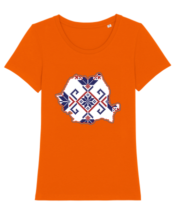 Romania Tricolor Motive Nationale Traditionale Bright Orange
