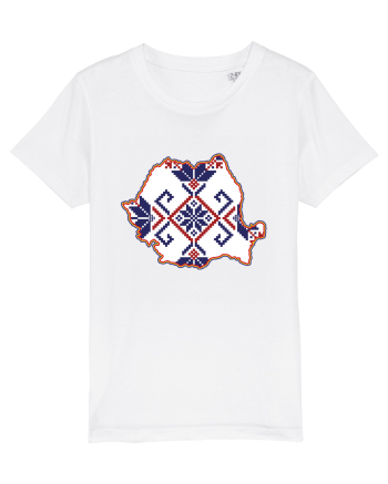 Romania Tricolor Motive Nationale Traditionale White