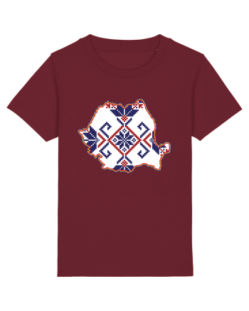 Romania Tricolor Motive Nationale Traditionale Burgundy