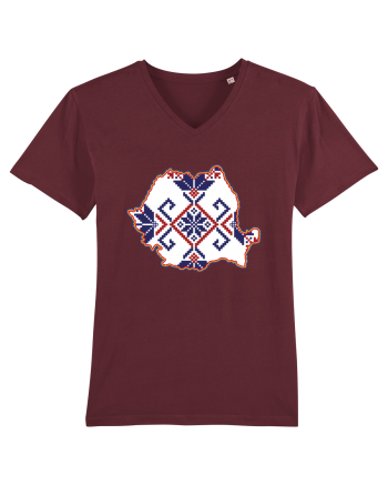 Romania Tricolor Motive Nationale Traditionale Burgundy