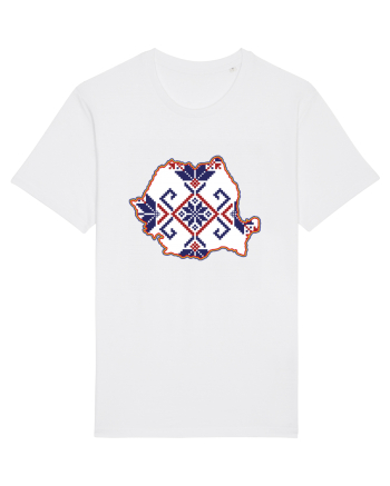 Romania Tricolor Motive Nationale Traditionale White