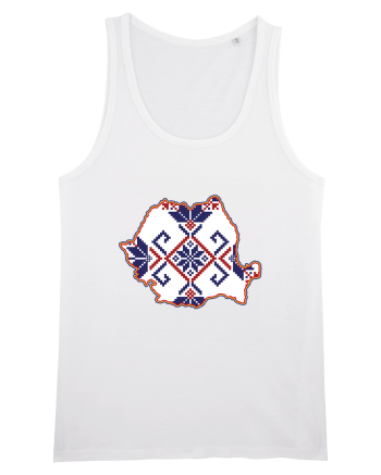 Romania Tricolor Motive Nationale Traditionale White