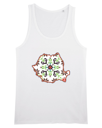 Romania Tricolor Motive Nationale Traditionale White
