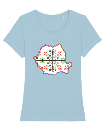 Romania Tricolor Motive Nationale Traditionale Sky Blue