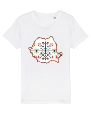 Romania Tricolor Motive Nationale Traditionale White