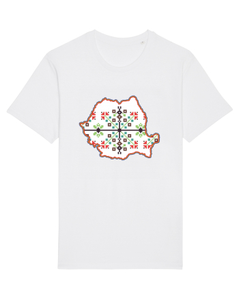 Romania Tricolor Motive Nationale Traditionale White