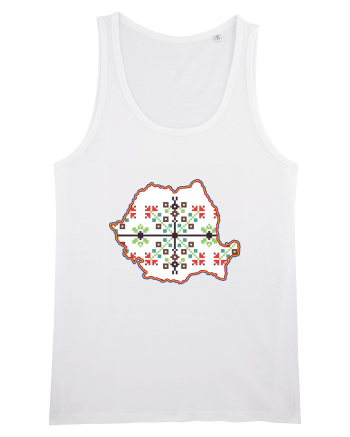 Romania Tricolor Motive Nationale Traditionale White