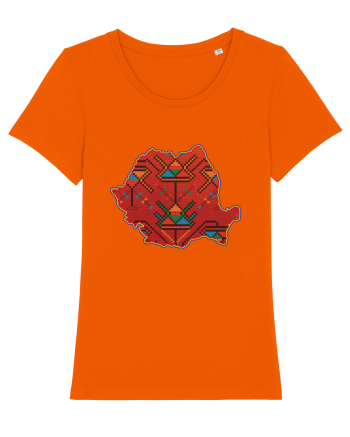 Romania Tricolor Motive Nationale Traditionale Bright Orange