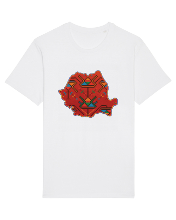 Romania Tricolor Motive Nationale Traditionale White