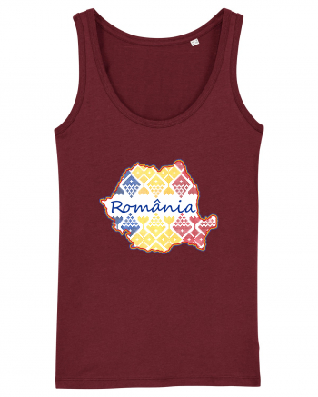 Romania Tricolor Motive Nationale Burgundy