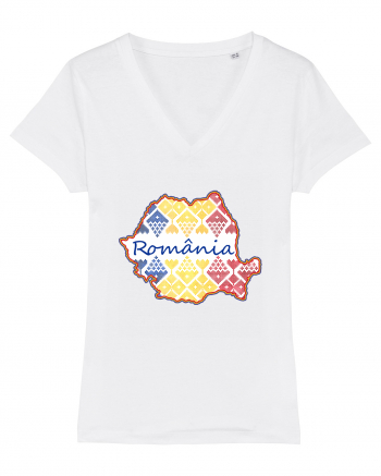 Romania Tricolor Motive Nationale White