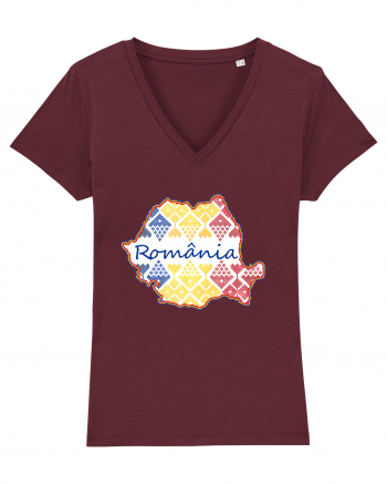 Romania Tricolor Motive Nationale Burgundy