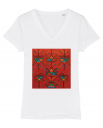 Romania Motiv National Traditional Tricou mânecă scurtă guler V Damă Evoker
