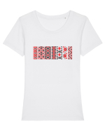 Romania Motiv National Traditional Tricou mânecă scurtă guler larg fitted Damă Expresser