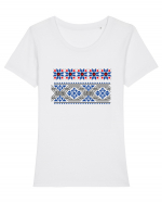 Romania Motiv National Traditional Tricou mânecă scurtă guler larg fitted Damă Expresser