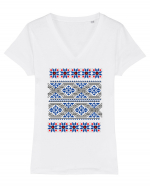 Romania Motiv National Traditional Tricou mânecă scurtă guler V Damă Evoker
