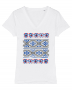 Romania Motiv National Traditional Tricou mânecă scurtă guler V Damă Evoker