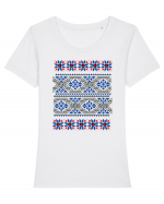 Romania Motiv National Traditional Tricou mânecă scurtă guler larg fitted Damă Expresser