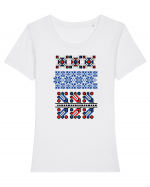 Romania Motiv National Traditional Tricou mânecă scurtă guler larg fitted Damă Expresser