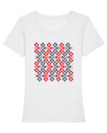 Romania Motiv National Traditional Tricou mânecă scurtă guler larg fitted Damă Expresser