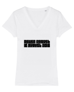 10august2018 white Tricou mânecă scurtă guler V Damă Evoker