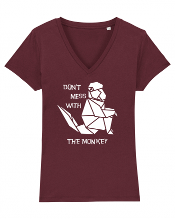 Don't Mess With The Monkey - Origami Style Burgundy