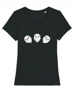 Cute Origami Ghosts - Happy Halloween Tricou mânecă scurtă guler larg fitted Damă Expresser