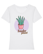 Snake plant Tricou mânecă scurtă guler larg fitted Damă Expresser