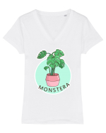 Planta Monstera Tricou mânecă scurtă guler V Damă Evoker