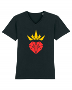 Cute Origami Crowned Heart Tricou mânecă scurtă guler V Bărbat Presenter