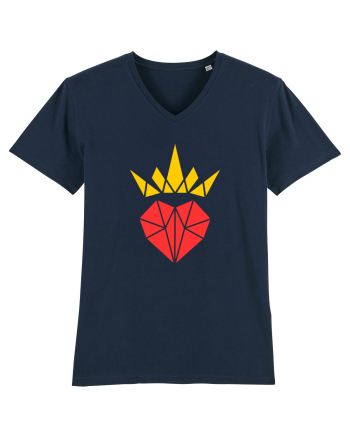 Cute Origami Crowned Heart French Navy