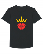 Cute Origami Crowned Heart Tricou mânecă scurtă guler larg Bărbat Skater