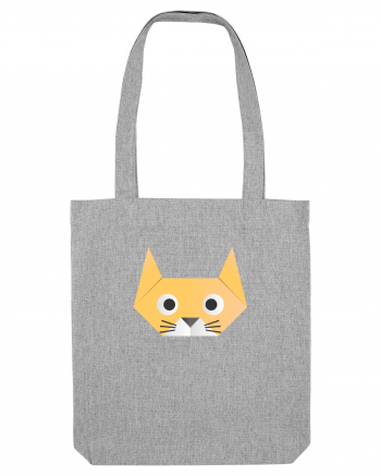 Funny  Cat Face - Origami Style Heather Grey