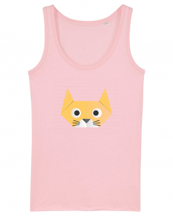 Funny  Cat Face - Origami Style Cotton Pink