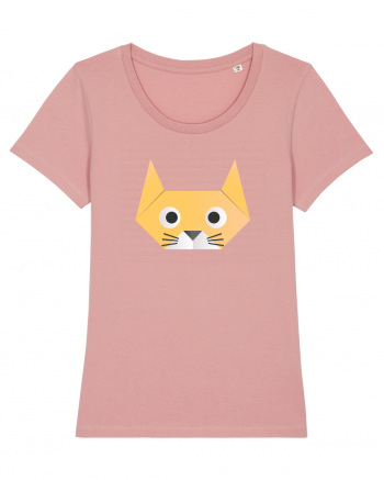 Funny  Cat Face - Origami Style Canyon Pink