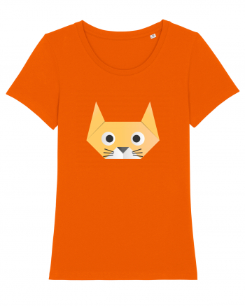 Funny  Cat Face - Origami Style Bright Orange