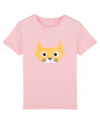 Funny  Cat Face - Origami Style Cotton Pink