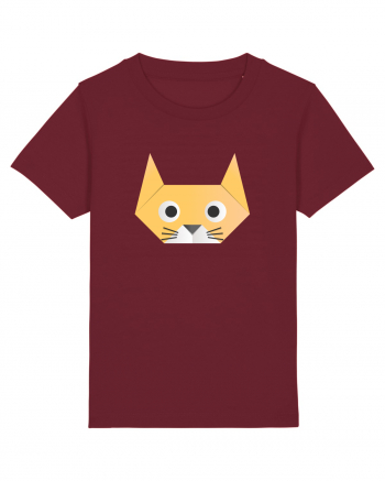 Funny  Cat Face - Origami Style Burgundy