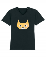 Funny  Cat Face - Origami Style Tricou mânecă scurtă guler V Bărbat Presenter