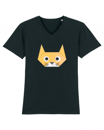 Funny  Cat Face - Origami Style Black