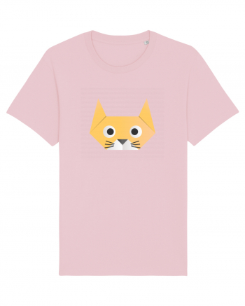 Funny  Cat Face - Origami Style Cotton Pink