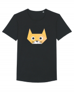 Funny  Cat Face - Origami Style Tricou mânecă scurtă guler larg Bărbat Skater