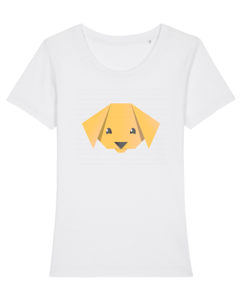Cute Dog Face - Origami Style White