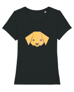 Cute Dog Face - Origami Style Tricou mânecă scurtă guler larg fitted Damă Expresser